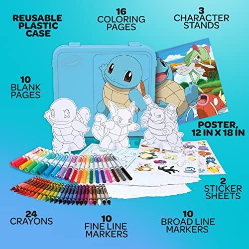 Crayola Pokémon Squirtle Coloring Art Case (71+ pcs), Kids Art Set, Coloring Pages and Markers, Pokemon Toys, Gift for Kids, 4+