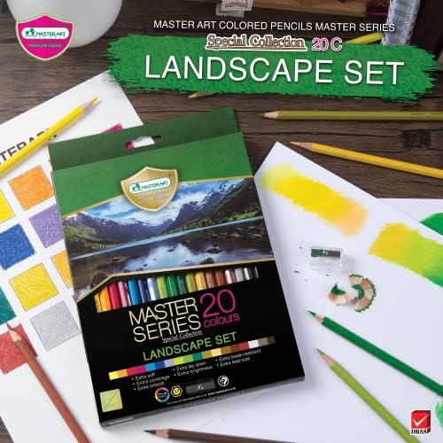 MASTERART Colored Pencils Master Series 20 Colors in Special Collection for Kids and Adults Coloring (LANDSCAPE SET)