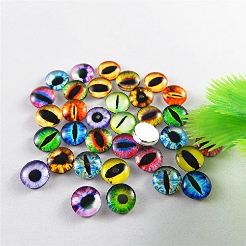 Julie Wang 8mm 100pcs Dragon Eyes Time Gem Cover Cameo Glass Cabochon Dome Jewelry Finding Pendant Crafts DIY Accessory about 0.31inches