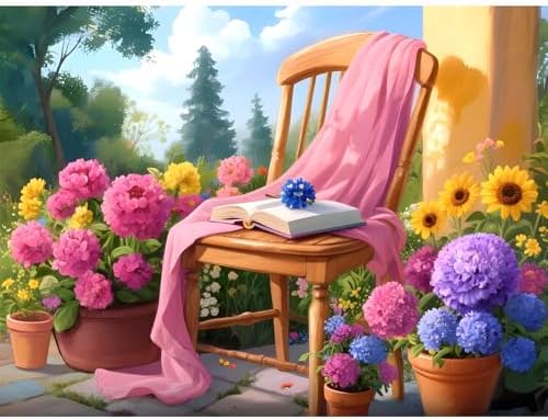 AOSGEDY Paint by Numbers Kit for Adults Beginners, Scenery Adult Paint by Numbers on Canvas, Garden Easy Paint by Numbers Kits, DIY Acrylic Oil Painting Crafts for Home Wall Decor (16x20 Inch)