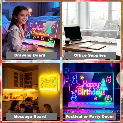 Led Drawing Board with 13 Light Effects, 17" Rechargeable Glow Doodle LED Note Board with Colors, Neon Light Up Drawing Tablet Gifts for Kids for Education Birthday Christmas Gift Ideas
