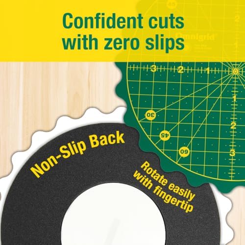 Omnigrid 360 Rotating Self-Healing Cutting Mat, 8 Inch Precision Fabric Cutting Mat with Durable Surface for Quilting, Sewing & Crafts