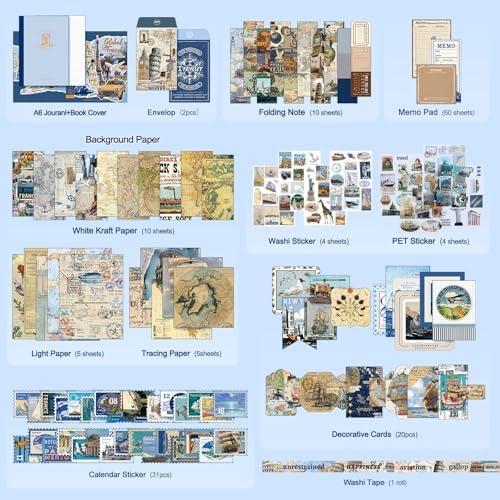 miikoul Vintage Scrapbooking Supplies Kit for Teen Girl Kid Women Diy Gift