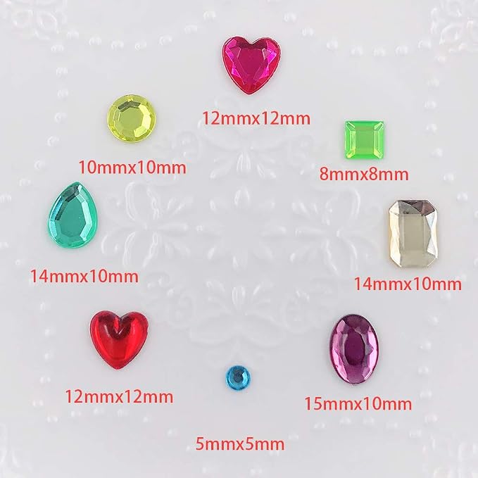 Elwish 365pcs Round Jewels Stickers Gem Stickers Rhinestone for Crafts Sticker Gems Self Adhesive Bling Jewels, Multicolored