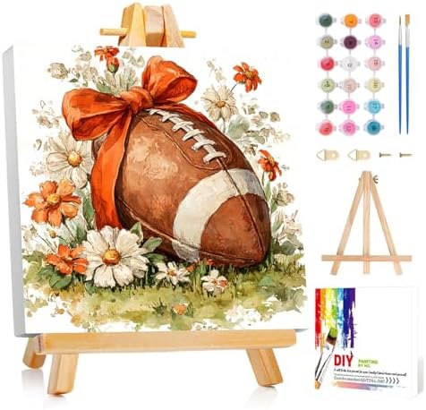 Reivworl Framed Football Paint by Numbers Kit for Adults Beginner 10×10 inch