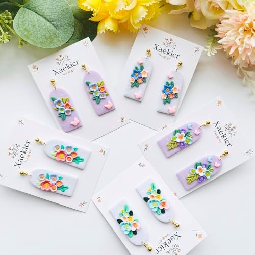 Xaekicr Floral Polymer Clay Cutters Set – Molds and Clay Cutters for Polymer Clay, Decorative Clay Earring Tools