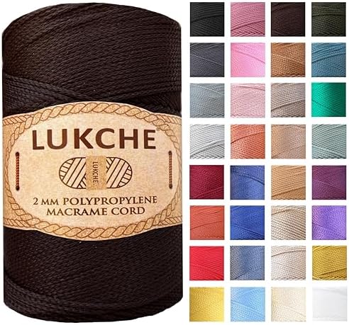 Polyester Macrame Cord 2mm x 251 Yards, 100% Polypropylene Premium Macrame Rope, Colorful Yarn Crochet Macrame Bag Craft for Wall Hangers, Bags, Bottom Plates, Carpets (Brown) 1, 2MM-MCRM