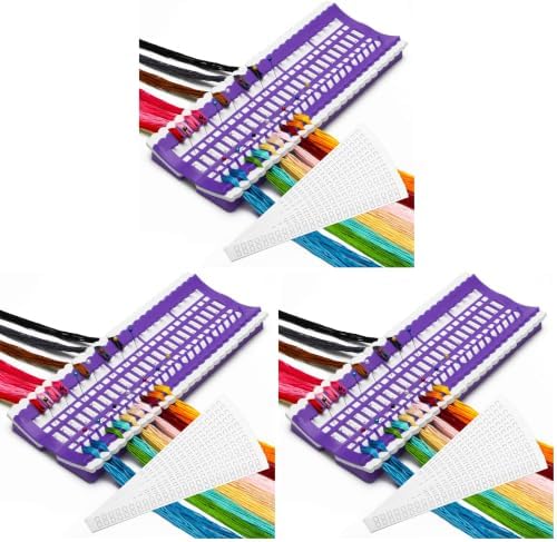 50 Positions Floss Organizer Embroidery Shelf, Luxiv Thread Organizers for Cross Stitch Embroidery Thread Holder with 15Pcs Replaceable Paper Card Sewing Needle, Embroidery Floss Organizer (Pack of 3)
