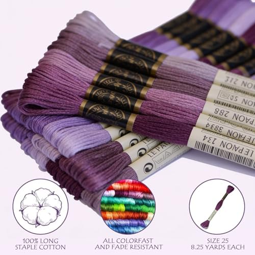 Embroidery Floss - Cross Stitch Threads - Friendship Bracelets Floss - Crafts Floss - 14 Skeins Per Pack Embroidery Floss, Dark Violet Gradient