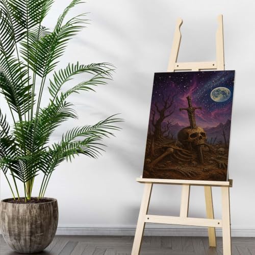 Auremi Skulls Paint by Number Kits with Framed, DIY Halloween Paint by Number Canvas for Adults, Easy Acrylic in Canvas with Brushes for Decor 20x30cm