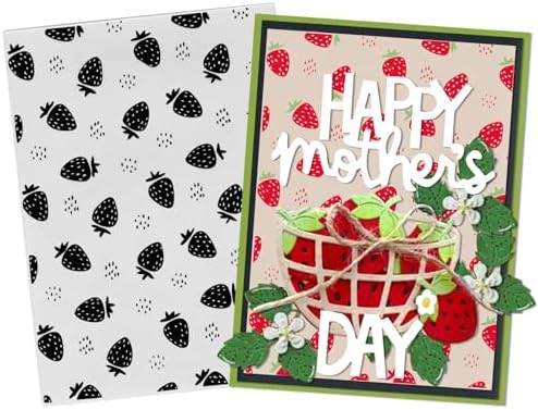 3D Textured Embossing Folders for Card Making, Strawberry Plastic Embossing Folders Fruits Embossing Folder Craft Card Template for DIY Scrapbooking