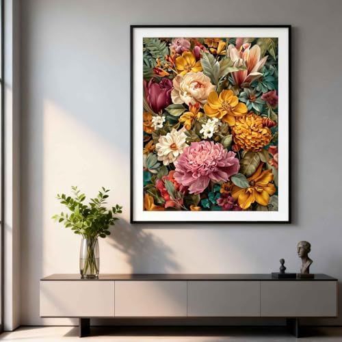 Amphol Paint by Numbers Kit for Adults - DIY Floral Symphony Paint by Numbers on Unframed 16”x20” Canvas, Oil Painting by Number Kit for Home Wall Decor, Stress Relief with Complete Acrylic Paint Set