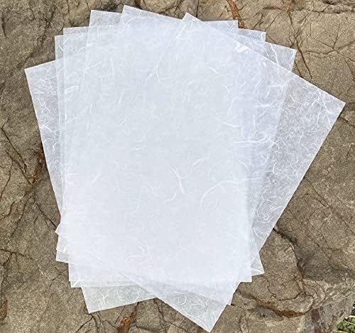 A4 Mulberry Paper 50 Sheets, Natural Fiber Mulberry Paper for Card Making, Watercolor, Calligraphy, Origami, Scrapbooking, Bookbinding & DIY Crafts (White Color, A4)
