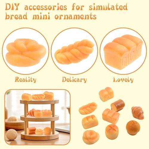 9 Pcs Miniature Bread Resin Ornaments