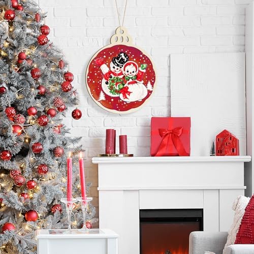 Large Size 12" Wooden Ball Ornaments to Paint, Wooden DIY Bell Blank Unfinished Christmas Door Sign Wreath Door Hanging Sign Plaque Crafts Hanging Winter New Year Decorations 3PCS