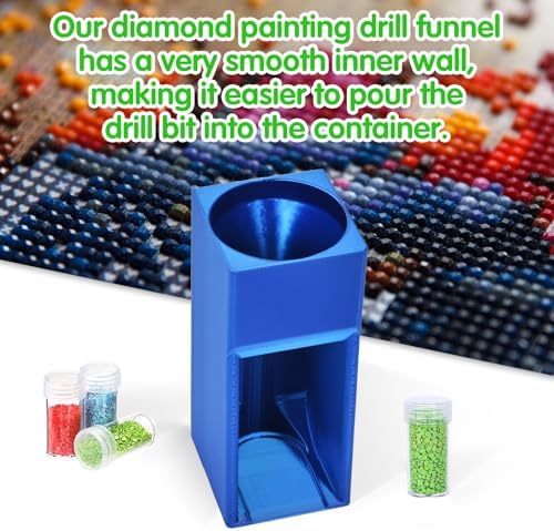 Diamond Painting Organizer,Diamond Painting Drill Funnel for Round Containers,Portable Diamond Art Funnel for Easy Transfer, Diamond Painting Accessories (Silk Jewel Blue)