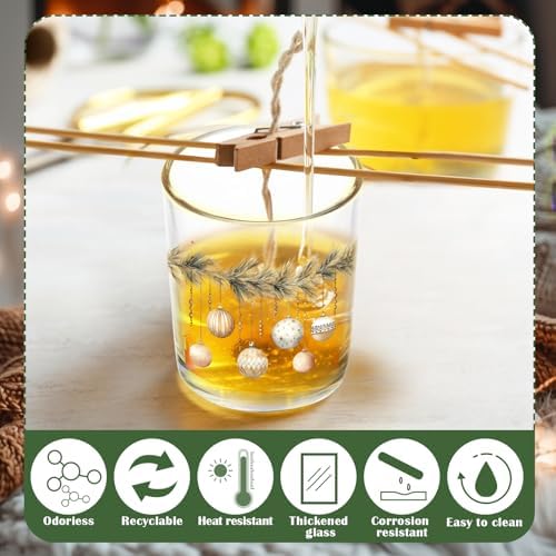 Ziliny 10 Pcs Vintage Brown Christmas Glass Candle Jars Empty Containers Bulk 7 oz Farmhouse Glass Jars with Cork Lids Tins for Xmas Holiday Candle Making Storing Biscuits Tea Party Favors