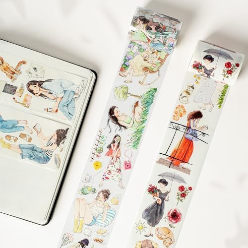 WT Pre-Cut Leisurely Days PET Tape Roll, Original Designs, Decorative Artist Tape for Bible Journaling, Bullet Journals, Scrapbooks, Planners & DIY Craft Supplies