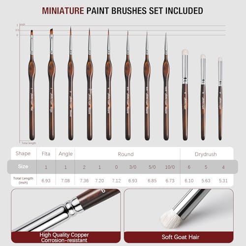 Wet Pallet for Painting Miniatures - Golden Maple 2 in 1 Dry and Wet Palette with Lid, Including 11 Miniature Paint Brushes,100PCS Palette Paper, 4PCS Sponges, Paint Brushes Holders
