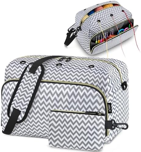IBFUN Crochet Yarn Knitting Bag Organizer for Knit Accessories Hooks