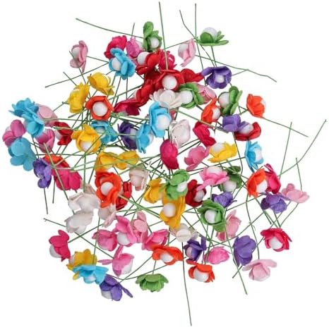 Handmade 100 pcs Mini Flowers Mulberry Paper Flowers 18 mm Scrapbook Craft Card DIY Craft Using for Crafts, Bouquets, Scrapbooks, Decorations Artificial Flowers (10 Colors)