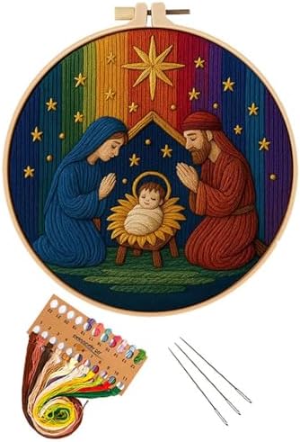 Christmas Nativity Embroidery Kit, Cross Stitch Kit for Adults DIY Craft