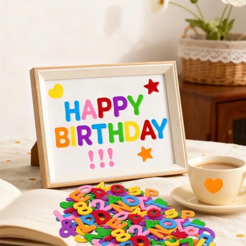 Felt Letters,686 Pcs Felt Stickers 1 Inch Alphabet Number Sticker(Colorful)