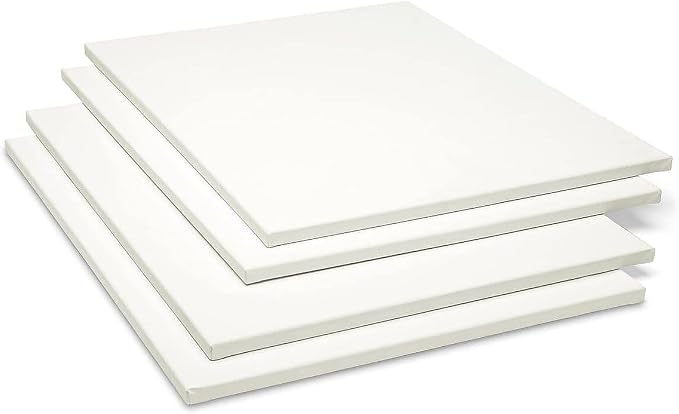 KINGART Stretched White Canvas Set – Rectangle, 18x24 Inch, 4-Pack – 100% Cotton, Triple Gesso Primed – 5/8" Profile Back-Stapled Artist Boards for Acrylic, Oil, Pouring, & Mixed Media Painting
