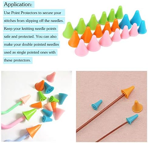 LOKUNN 20 PCS Knitting Needles Point Protectors 2 Sizes Needle Tip Stoppers