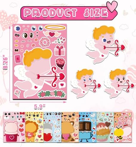 Valentines Stickers for Kids - Valentines Day Gifts for Kids School Classroom - DIY Valentine's Crafts Treats Party Favors Valentine Day Decorations(24 Sheets)