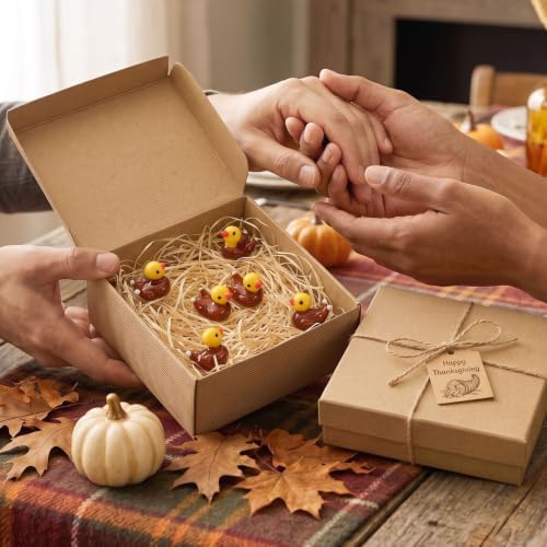 JUNEBRUSHS 50 Pcs Thanksgiving Mini Resin Turkey Ducks Fall Figurines
