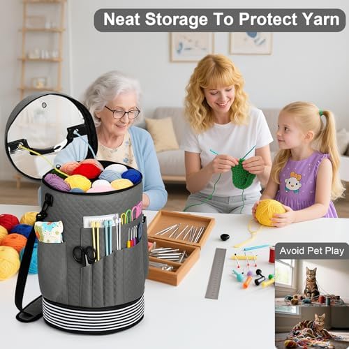 Crochet Yarn Knitting Bag 3PCS Expandable Large Yarn Storage Organizer Bag
