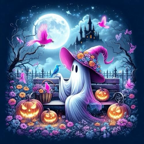 WNPOKN Halloween Ghost Diamond Art Kits for Adults 14 x 14inch