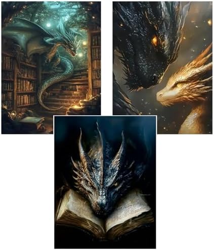 Gemozaic 3 Pack Dragon Diamond Painting Kits for Adults, 12x16 Inch