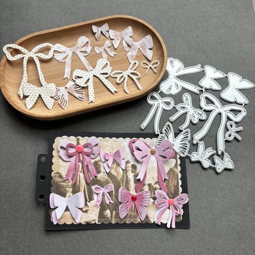 Cutting Dies Metal Stencils Scrapbooking Tools DIY Embossing Template for Paper Card Making Album Arts Crafts Supplies (Bow Tie Set-12.4x10.2cm)