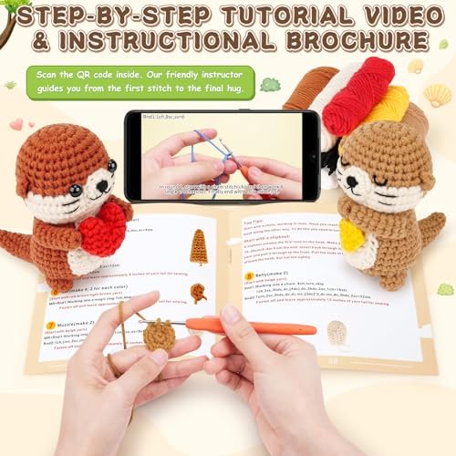 Fortuning's JDS Crochet Kit for Beginners, Otter Couple Crochet Animal Kit