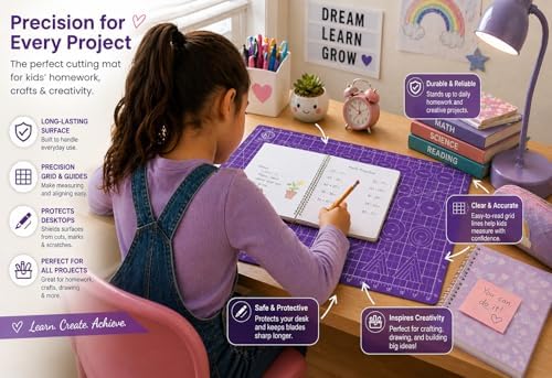 KC GLOBAL A3 (19"x13") Professional Grade Self-Healing Cutting Mat (Purple) - Odor-Free, Double-Sided, Eco-Friendly, Non-Slip, Premium Desk mat for DIY, Crafting, Model Building,and Art Projects