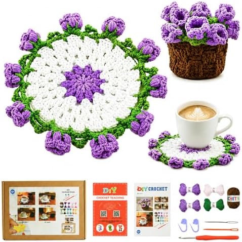 Yarniss Lily of the Valley Coaster Crochet Kit Beginner w/Video Guide