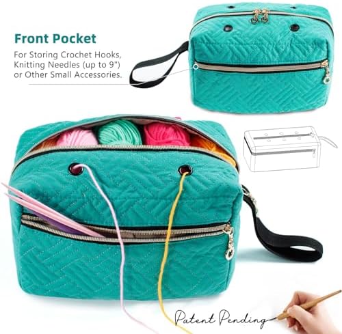 MYBAGZING Small Crochet Bag Organizer - Knitting Bag - Yarn Storage Organizer - Yarn Bag for Crocheting - Yarn Holder for Crochet Accessories, Knitting Needles, Crochet Hooks, Knitting Gifts