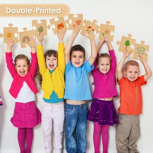 30 Pcs Blank Puzzle Pieces Kraft 8 x 9 Inch DIY Kids Adults