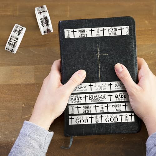 24 Rolls Christian Washi Tape Gifts, Black White Cross Religious