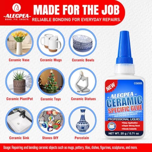 ALECPEA Ceramic Repair Glue, 20g Thin Glue for Porcelain and Pottery