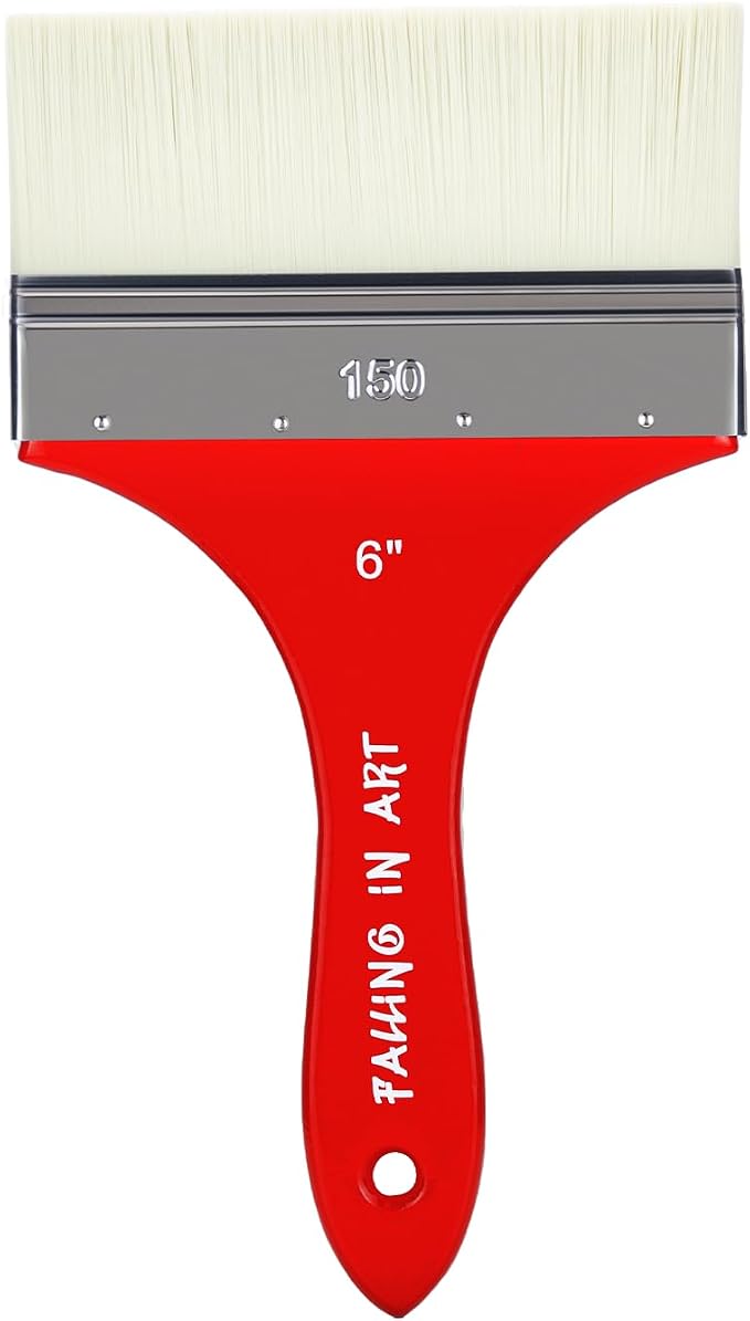 Falling in Art Large 6 Inch Flat Paddle Paint Brush | Scale Brush, Blending Paint Brush, Wide Flat Paint Brushes for Oil and Acrylic Paints