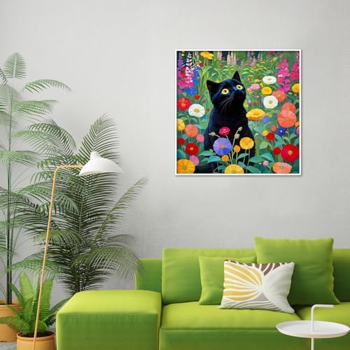 Amaieuin Paint by Numbers Adults Frame with Easel,Black Cat Paint by Number Adult,Paint by Number for Adults with Frame for Home Wall Art Decor 10x10in