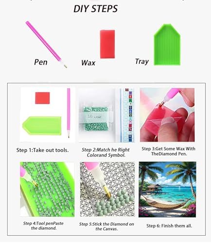 APTDYIGL 5D Beach Scenery Diamond Painting Kits for Adults Beginner,DIY Coconut Tree Diamond Art Kits for Adults,Round Full Drill Diamond Dots with Gem Art Kits,Home Wall Decor 12X16inch