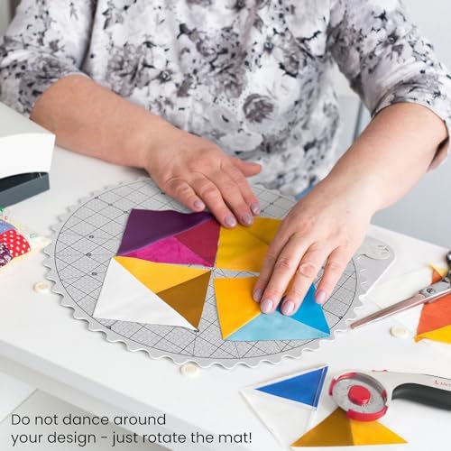 ARTEZA 14 Inch Premium Self-Healing Rotating Cutting Mat, Scalloped Edge, 360° Rotation, Locking Feature, for Quilting and Crafting