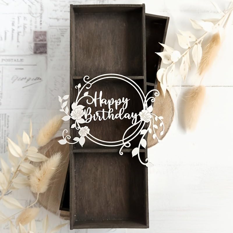 Lapoo Words Cutting Die for Scrapbooking - Durable, Cut Stencils for DIY Scrapbook Photo Album Decorative Paper Card, Card Making Supplies Party Wedding Decorations (Happy Birthday 4.1 x 3.3 in)