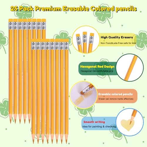 Adhere 25pcs Checking Pencils Erasable colored Pencils Pre-Sharpened #2 HB,for Checking Tests Grading,Map Coloring, editing Office Favors,including a Free sharpener. (Gold)