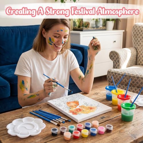 Sherr 140 Pcs 20 Set Pre Drawn Canvas Painting Kit, Mother's Day