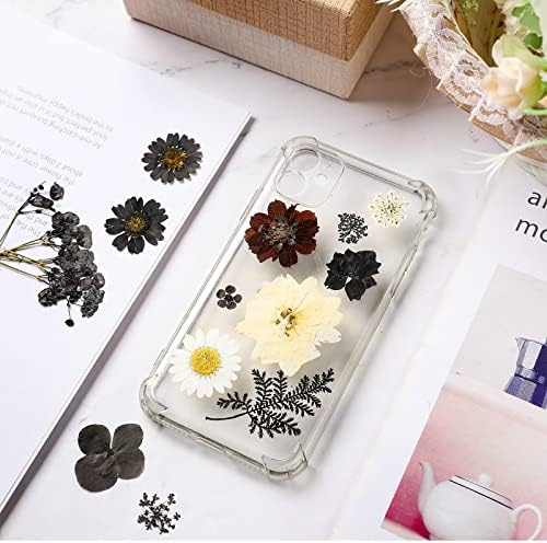 Nuanchu Black White Dried Pressed Flowers for Craft Resin, Gothic DIY Art